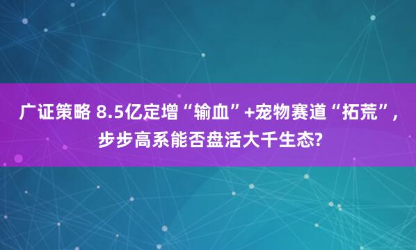 广证策略 8.5亿定增“输血”+宠物赛道“拓荒”, 步步高系能否盘活大千生态?